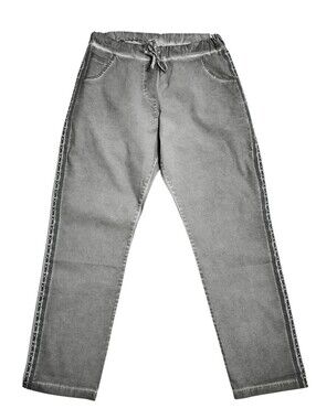 Zabaione Grey Jogger-Style Jeans with Side Print Tape